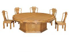雕花老榆木餐桌椅WF餐桌004
